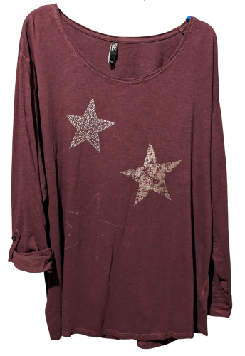 Damen Langarmshirt 54-56 Sterne Dunkelrot von Maxi Blue gebraucht