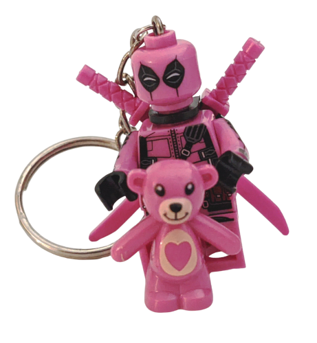 Deadpool Set mit Teddybär Herz Ψ LOZ Schlüsselanhänger Ψ Lego Motiv Handy Anhänger