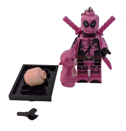 Deadpool Set mit Teddybär Herz Ψ LOZ Schlüsselanhänger Ψ Lego Motiv Handy Anhänger