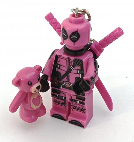 Deadpool Set mit Teddybär Herz Ψ LOZ Schlüsselanhänger Ψ Lego Motiv Handy Anhänger