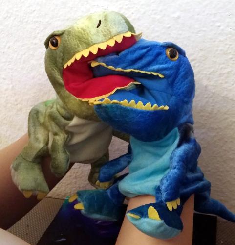 Handspielpuppe Tyranosaurus Rex  Handpuppe mit Klappmaul  Grün