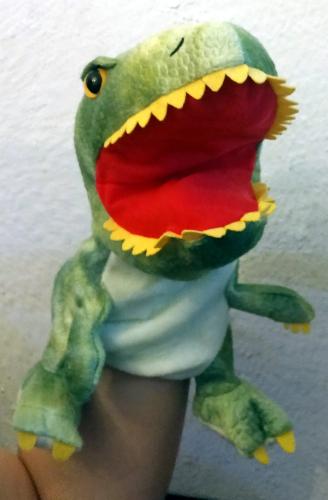 Handspielpuppe Tyranosaurus Rex  Handpuppe mit Klappmaul  Grün