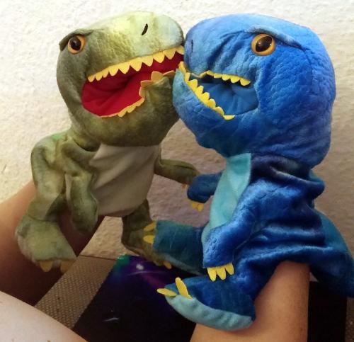 Handspielpuppe Tyranosaurus Rex  Handpuppe mit Klappmaul  Grün