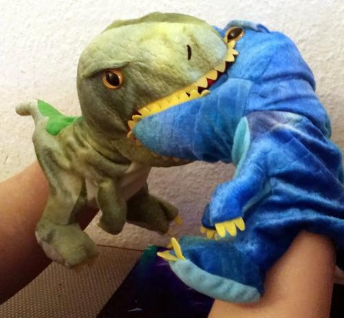 Handspielpuppe Tyranosaurus Rex  Handpuppe mit Klappmaul  Grün