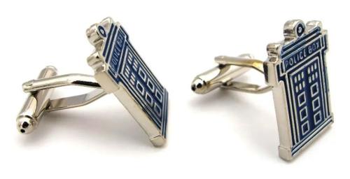 Doctor WHO Tardis Police Box Metall Manschettenknöpfe Blau Silber