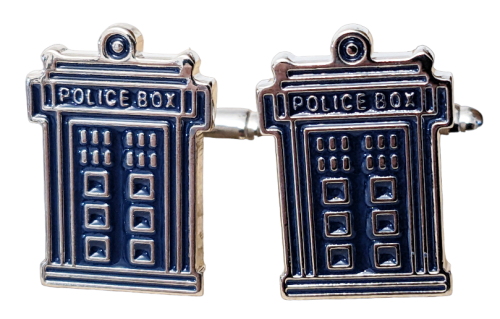 Doctor WHO Tardis Police Box Metall Manschettenknöpfe Blau Silber