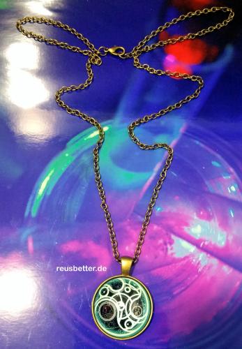 Doctor Who - GALLIFREYAN Time Lord  HALSKETTE  Glascabochon Blau Bronze