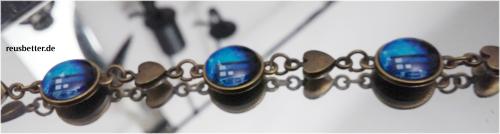 Doctor WHO Tardis Police Box Glas Cabochon Armband Bronze