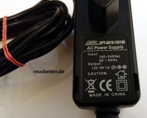 Dragon Power DPT-AD18-120100 Stecker Netzteil 12V