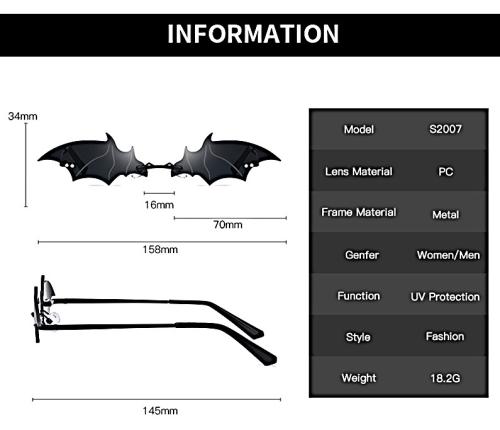 Fledermaus Vampir Sonnenbrille Gothic Brille Unisex Schwarz