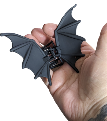 Fledermaus Haarklammer – Gothic Haar Accessoire Schwarz Metall groß