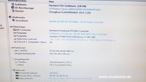 Fujitsu Amilo L1310G 15,4 Zoll WXGA Notebook Intel Celeron 1.4GHz - 60GB HDD