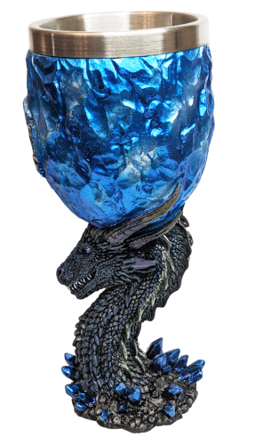 Weinkelch 3D Game of Thrones  - Drachen Motiv Eis Blau -  Harz/Edelstahl Weinglas