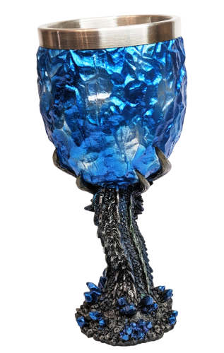 Weinkelch 3D Game of Thrones  - Drachen Motiv Eis Blau -  Harz/Edelstahl Weinglas