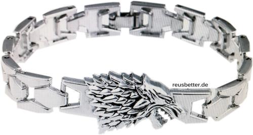 Game of Thrones Armband Haus Winterfell Silber Armband Wolf