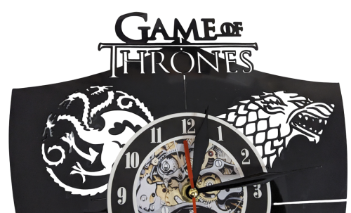 Game of Thrones Vinyl Schallplatten Schild Uhr Häuser Wappen Deko