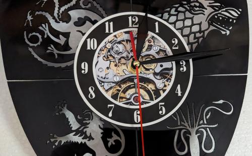 Game of Thrones Vinyl Schallplatten Schild Uhr Häuser Wappen Deko