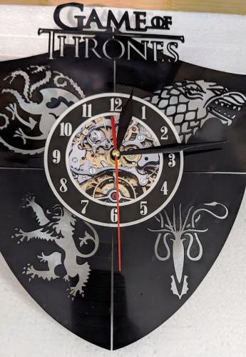 Game of Thrones Vinyl Schallplatten Schild Uhr Häuser Wappen Deko