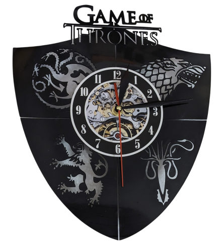 Game of Thrones Vinyl Schallplatten Schild Uhr Häuser Wappen Deko