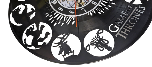 Wanduhr Vinyl Schallplatte Game of Thornes Häuser Wappen Upcycling