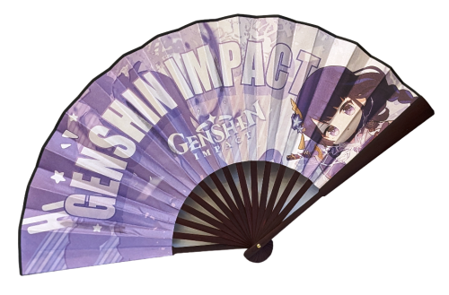 Genshin Impact Raiden Shogun Anime Motiv Bambus Seiden Fächer 33cm