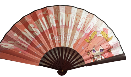 Genshin Impact Yae Miko Anime Bambus Seiden Fächer ☆ 33cm