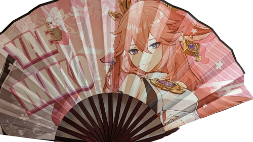 Genshin Impact Yae Miko Anime Bambus Seiden Fächer ☆ 33cm