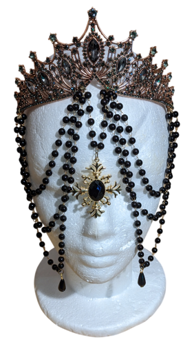 Gothic Barock Vampier Krone Glas Kristall Steine Schwarz Madonnas Halos Crowns-Kopfbedeckung