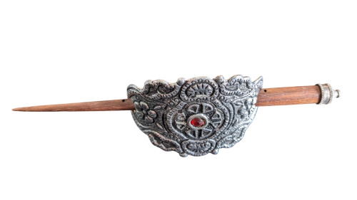 Gothic -Vikinger Knot Haarspange Silber Vintage Ornamente mit Holz Schiebenadel