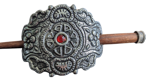 Gothic -Vikinger Knot Haarspange Silber Vintage Ornamente mit Holz Schiebenadel