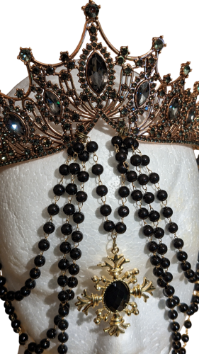 Gothic Barock Vampier Krone Glas Kristall Steine Schwarz Madonnas Halos Crowns-Kopfbedeckung