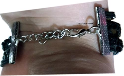 HARRY POTTER Leder Armband Infinity Schnatz Schwarz Silber