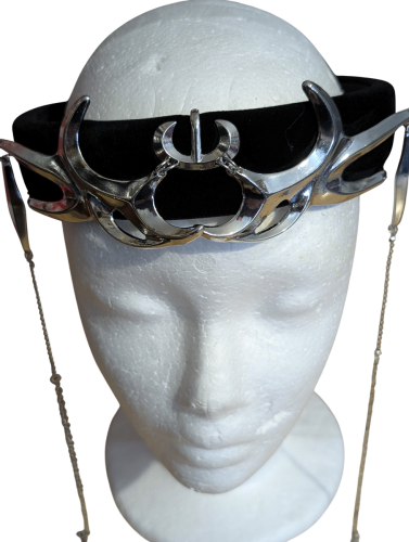 Punk Industrial Haarreif Schwarz-Silber – Spike-Design mit Ketten