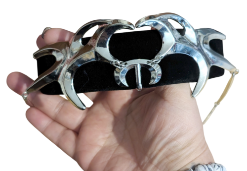 Punk Industrial Haarreif Schwarz-Silber – Spike-Design mit Ketten