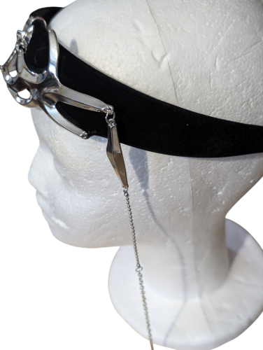 Punk Industrial Haarreif Schwarz-Silber – Spike-Design mit Ketten