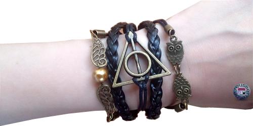 HARRY POTTER - Leder Armband - Infinity Schnatz -Schwarz