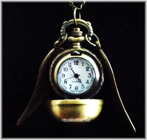 Harry Potter Snitch Quidditch  Kette mit Uhr Goldener Schnatz  Metall