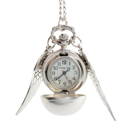 Harry Potter Snitch Quidditch Kette mit Uhr Goldener Schnatz Metall - Silber