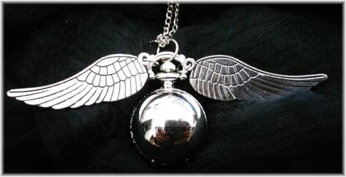Harry Potter Snitch Quidditch Kette mit Uhr Goldener Schnatz Metall - Silber