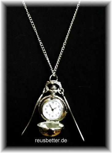 Harry Potter Golden Snitch Quidditch Kette Anhänger Goldener Schnatz mit  Uhr Neu