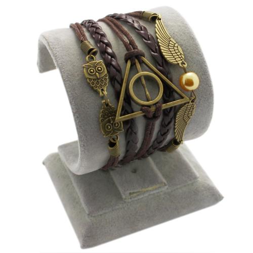 HARRY POTTER  Leder Armband Heiligtümer des Todes Infinity Schnatz braun