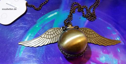 Harry Potter Snitch Quidditch  Kette mit Uhr Goldener Schnatz  Metall