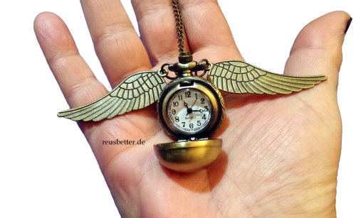 Harry Potter Snitch Quidditch  Kette mit Uhr Goldener Schnatz  Metall