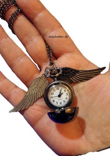 Harry Potter Snitch Quidditch Kette mit Uhr Goldener Schnatz Metall - Silber