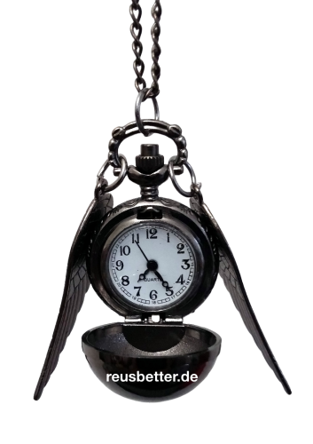 Harry Potter Snitch Quidditch Kette mit Uhr Goldener Schnatz Metall - Silber