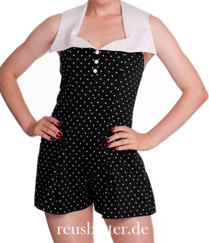 Damen Playsuit Hell Bunny | Kai Badeanzug | Polka Dot 50s Rockabilly 5302 L/XL