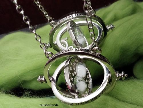Harry Potter Hermines Zeitumkehrer Silber Zeitwandler Halskette Sanduhr