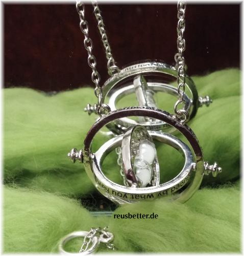Harry Potter Hermines Zeitumkehrer Silber Zeitwandler Halskette Sanduhr