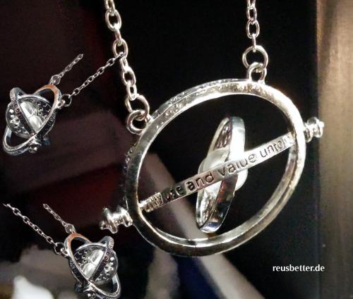 Harry Potter Hermines Zeitumkehrer Silber Zeitwandler Halskette Sanduhr