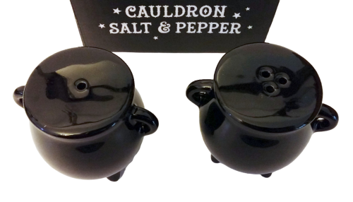 Hexenkessel Motiv Salz und Pfefferstreuer Set schwarz